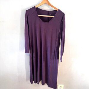 Garnet Hill Womens M Purple Tencil Blend Long Sleeve Dress‎